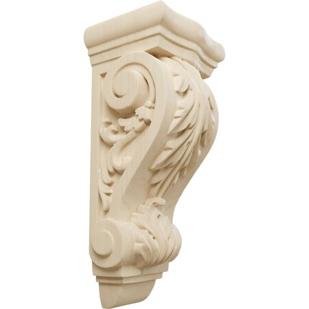 Ekena Millwork 3 1/2"W x 2 7/8"D x 7 3/4"H Small Farmingdale Acanthus Corbel, Rubberwood COR03X02X07FRRW